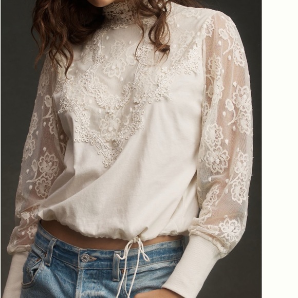 NWT Anthropologie Tiny Oriana Long-Sleeve Lace Top 1X - Picture 14 of 16